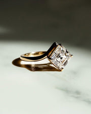 14K Solid Gold Asscher Cut Moissanite Ring